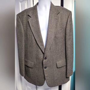 Oscar De La Renta Men's Blazer Sports Jacket 44R 100% Wool Tan Khaki Brown Mix